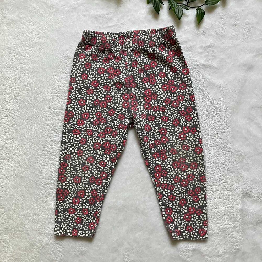 Koala Kids Baby Girl Leggings 9M Black Floral Cotton Stretch GUC